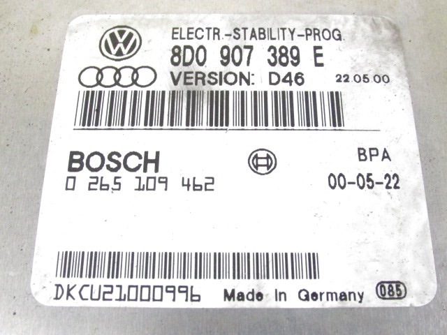 KONTROLA ABS ZAVORE ENOTA  OEM N. 8D0907389E ORIGINAL REZERVNI DEL AUDI A6 C5 4B 4B5 4B2 BER/SW (1997 - 2001) DIESEL LETNIK 2000