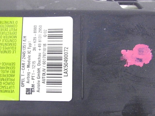 ZRACNA BLAZINA GLAVA LEVA OEM N. 24451351 ORIGINAL REZERVNI DEL OPEL ASTRA H A04 L48,L08,L35,L67 5P/3P/SW (2004 - 2007) DIESEL LETNIK 2005