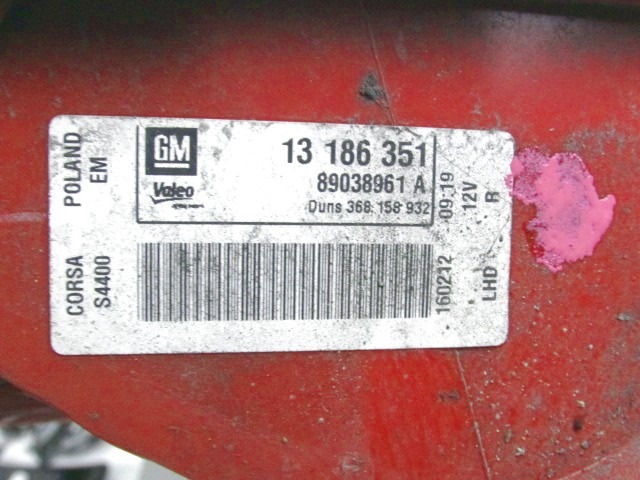 ZADNJI DESNI ZAROMETI OEM N. 13186351 ORIGINAL REZERVNI DEL OPEL CORSA D R S07 (02/2011 - 2014) BENZINA/GPL LETNIK 2012