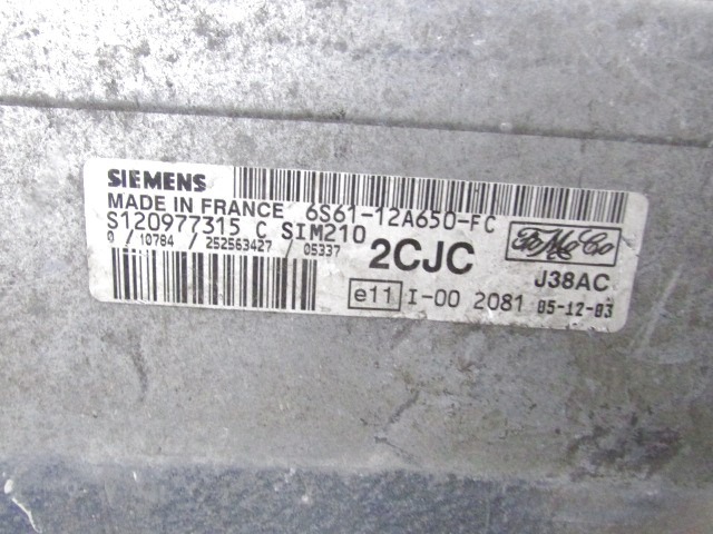 OSNOVNA KRMILNA ENOTA DDE / MODUL ZA VBRIZGAVANJE OEM N. 6S61-12A650-FC ORIGINAL REZERVNI DEL FORD FIESTA JH JD MK5 R (2005 - 2008) BENZINA LETNIK 2006