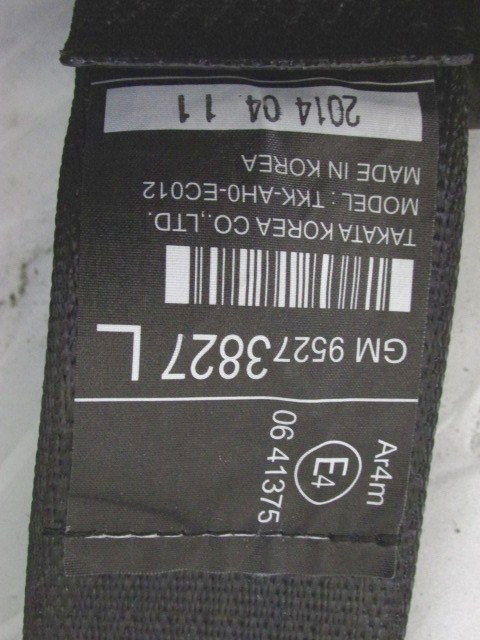VARNOSTNI PAS OEM N. 95273827 ORIGINAL REZERVNI DEL OPEL MOKKA J13 (2012 - 2015)DIESEL LETNIK 2014