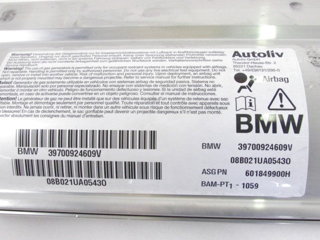 AIRBAG SOPOTNIK OEM N. 39700924609 ORIGINAL REZERVNI DEL BMW SERIE 6 E63 COUPE (2003 - 2010)DIESEL LETNIK 2008