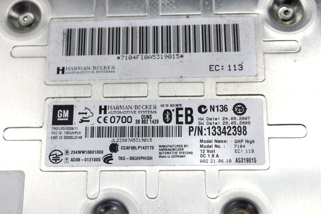 RACUNALNIK TELEFONA  OEM N. 13342398 ORIGINAL REZERVNI DEL OPEL INSIGNIA A G09 (2008 - 2017)DIESEL LETNIK 2010