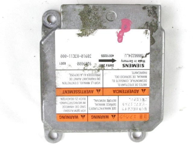 RACUNALNIK AIRBAG OEM N. 9209800 ORIGINAL REZERVNI DEL OPEL AGILA A H00 (2000 - 2008) BENZINA LETNIK 2001