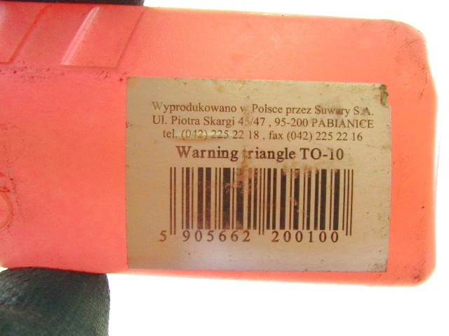 OPOZORILNI TRIKOTNIK OEM N. 27R030415 ORIGINAL REZERVNI DEL OPEL ASTRA G T98 5P/3P/SW (1998 - 2003) DIESEL LETNIK 2002