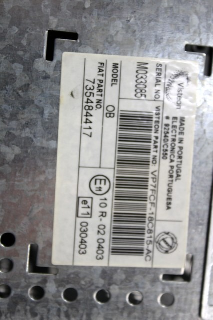 RADIO CD / OJACEVALNIK / IMETNIK HIFI OEM N. 735484417 ORIGINAL REZERVNI DEL FIAT BRAVO 198 (02/2007 - 2010) DIESEL LETNIK 2008