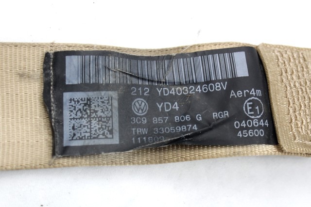 VARNOSTNI PAS OEM N. 3C9857806G ORIGINAL REZERVNI DEL VOLKSWAGEN PASSAT B6 3C2 3C5 BER/SW (2005 - 09/2010)  DIESEL LETNIK 2008