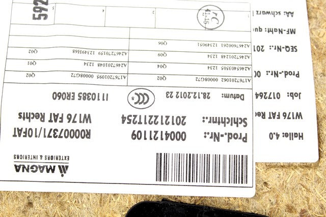 NOTRANJA OBLOGA SPREDNJIH VRAT OEM N. PNADPMBCLASAW176BR5P ORIGINAL REZERVNI DEL MERCEDES CLASSE A W176 (2012 - 2018)DIESEL LETNIK 2013