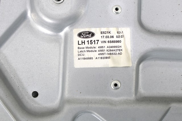 MEHANIZEM DVIGA ZADNJIH STEKEL  OEM N. 18936 SISTEMA ALZACRISTALLO PORTA POSTERIORE ELETT ORIGINAL REZERVNI DEL FORD FOCUS DA HCP DP MK2 BER/SW (2005 - 2008) DIESEL LETNIK 2006