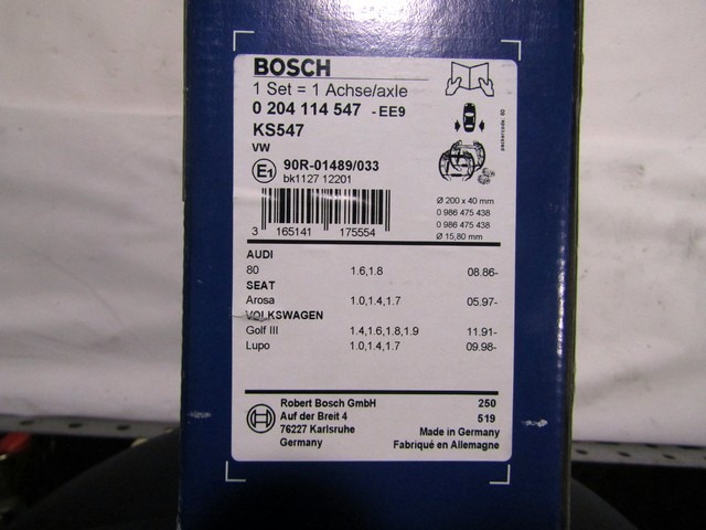 0204114547 KIT GANASCE FRENO A TAMBURO POSTERIORE BOSCH SUPER PRO AUDI 80 1.8 RICAMBIO NUOVO 