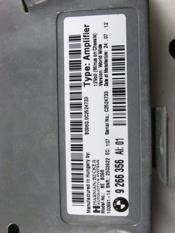 OJACEVALEC AVDIO/RADIO ENOTA  OEM N. 9266356 ORIGINAL REZERVNI DEL BMW SERIE 5 F10 F11 (2010 - 2017) DIESEL LETNIK 2012