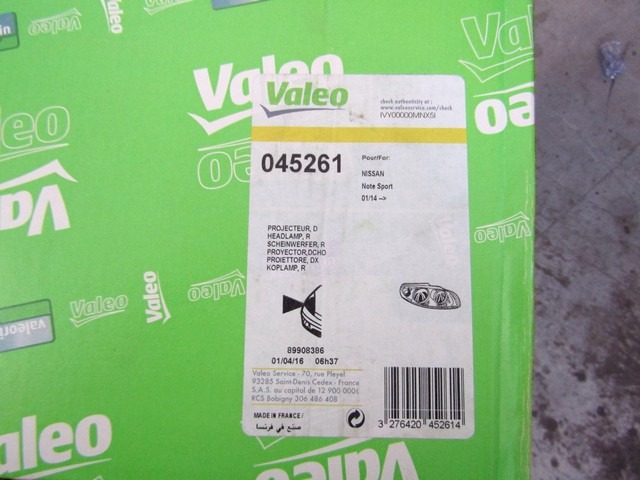 SPREDNJI DESNI ZAROMETI OEM N. 260103WF0A ORIGINAL REZERVNI DEL NISSAN NOTE E12 MK2 (DAL 2012)DIESEL LETNIK 2014