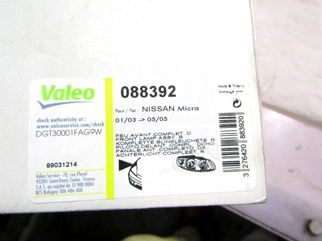 SPREDNJI INDIKATOR OEM N. 26130AX600 ORIGINAL REZERVNI DEL NISSAN MICRA K12 K12E MK3 (2002 - 2010) BENZINA LETNIK 2004
