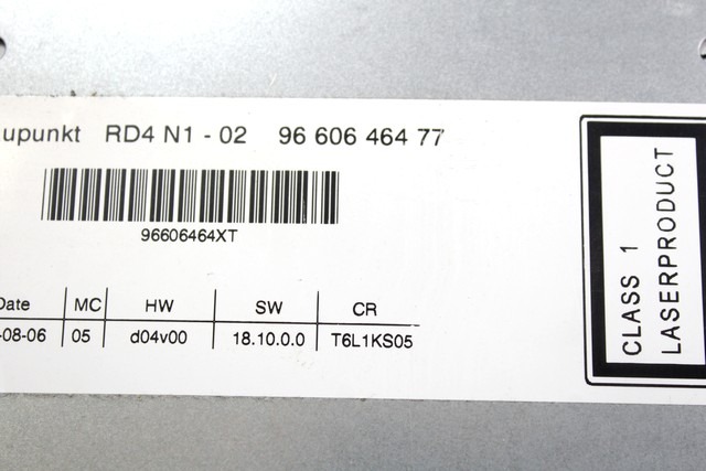 RADIO CD / OJACEVALNIK / IMETNIK HIFI OEM N. 9660646477 ORIGINAL REZERVNI DEL PEUGEOT 307 3A/B/C/E/H BER/SW/CABRIO (2001 - 2009) BENZINA LETNIK 2007