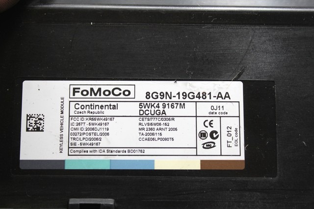 KOMPLET ODKLEPANJE IN VZIG  OEM N. 31360 KIT ACCENSIONE AVVIAMENTO ORIGINAL REZERVNI DEL JAGUAR XF X250 MK1 (2008 - 2011)DIESEL LETNIK 2010