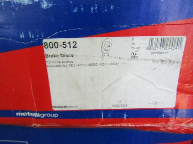 SPREDNJI ZAVORNI DISKI OEM N. 43512-05030 ORIGINAL REZERVNI DEL TOYOTA AVENSIS T22 MK1 BER/SW (1997 - 2003)BENZINA LETNIK 2001