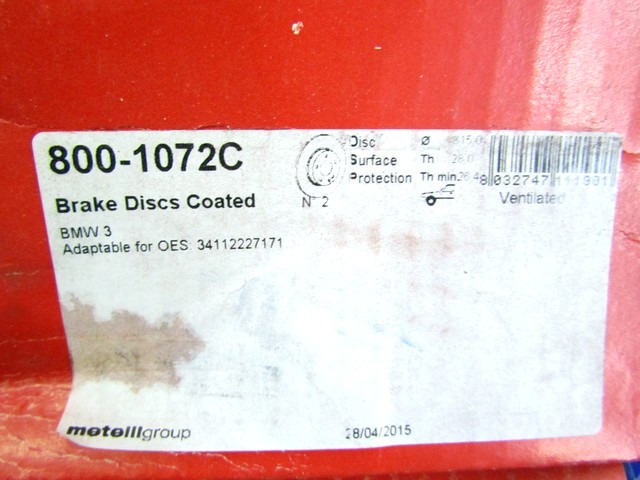 SPREDNJI ZAVORNI DISKI OEM N. 34112227171 ORIGINAL REZERVNI DEL BMW SERIE 3 E36 BER/SW/COUPE/CABRIO (1990 - 2000) BENZINA LETNIK 1992