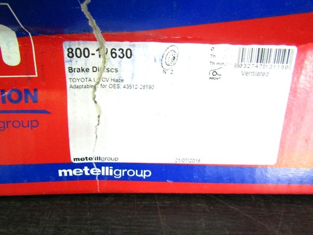 SPREDNJI ZAVORNI DISKI OEM N. 43512-26190 ORIGINAL REZERVNI DEL TOYOTA HIACE IV (1989 - 2004)DIESEL LETNIK 2001