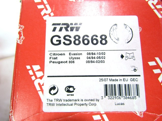 GS8668 KIT GANASCE PER FRENI A TAMBURO POSTERIORI TRW FIAT ULYSSE 1.8 B 73 KW RICAMBIO NUOVO