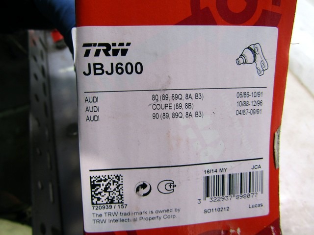 JBJ600 BOCCOLA GIUNTO SFERICO BRACCIO OSCILLANTE ANTERIORE SINISTRO TRW AUDI 80 B 1.8 B 55 KW RICAMBIO NUOVO 