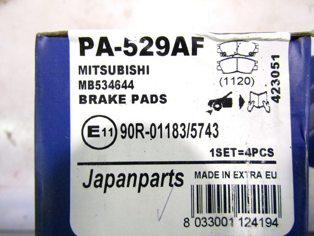 PA-529AF KIT PASTIGLIE FRENO ANTERIORI JAPANPARTS MITSUBISHI SAPPORO 2.4 B 91 KW RICAMBIO NUOVO