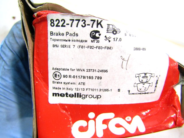 822-773-7K KIT PASTIGLIE FRENO POSTERIORI CIFAM BMW SERIE 7 F01 730 D 180 KW RICAMBIO NUOVO