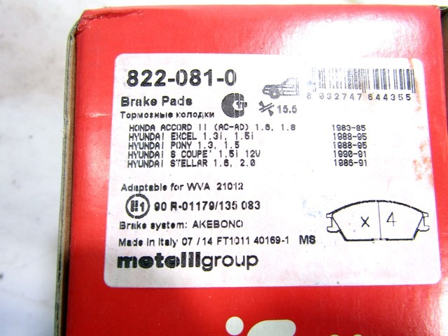 822-081-0 KIT PASTIGLIE FRENO ANTERIORI CIFAM HYUNDAI ACCENT 1.3 B 44 KW RICAMBIO NUOVO