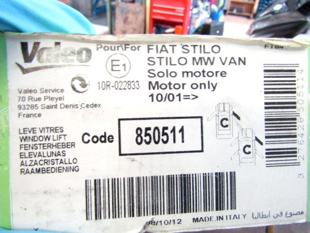 DVIZNI MEHANIZEM SPREDNIH STEKEL  OEM N. 46831641 ORIGINAL REZERVNI DEL FIAT STILO 192 BER/SW (2001 - 2004) DIESEL LETNIK 2004