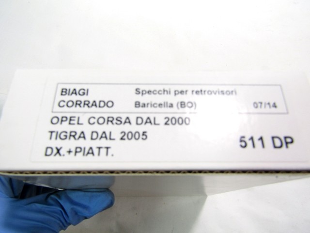 511DP VETRO SPECCHIO SPECCHIETTO RETROVISORE ESTERNO DESTRO BIAGI CORRADO OPEL CORSA 1.0 B RICAMBIO NUOVO