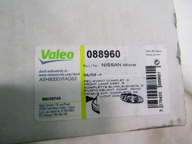 SPREDNJI INDIKATOR OEM N. 26130BC400 ORIGINAL REZERVNI DEL NISSAN MICRA K12 K12E MK3 (2002 - 2010) BENZINA LETNIK 2004