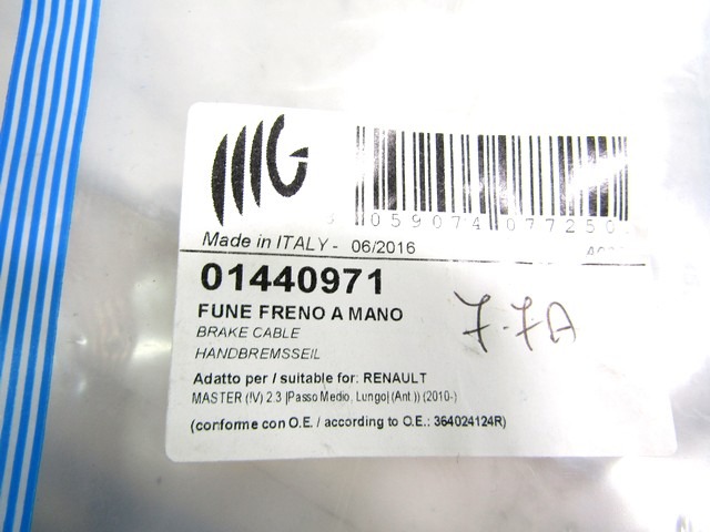 OEM N. 364024124R ORIGINAL REZERVNI DEL RENAULT MASTER JV FV EV HV UV MK3 (DAL 2010)DIESEL LETNIK 2011