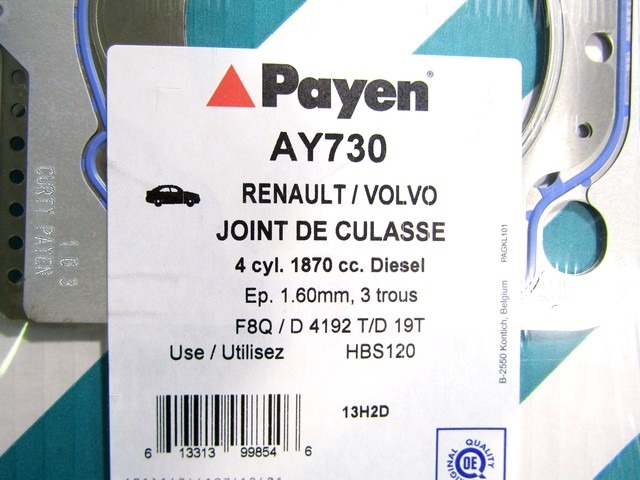 AY730 GUARNIZIONE TESTATA PAYEN VOLVO V40 1.9 TD 66 KW RICAMBIO NUOVO