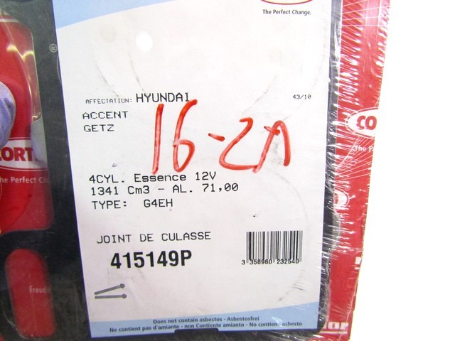 415149P GUARNIZIONE TESTATA CORTECO HYUNDAI GETZ 1.3 I 60 KW RICAMBIO NUOVO