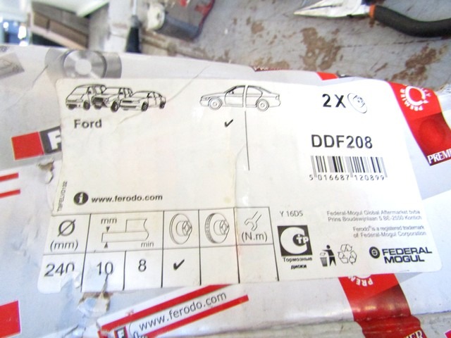 SPREDNJI ZAVORNI DISKI OEM N. 89FX1125AE ORIGINAL REZERVNI DEL FORD FIESTA GFJ MK3 (1989 - 1995)BENZINA LETNIK 1989