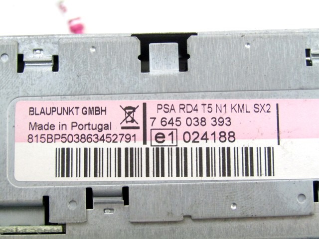 RADIO CD / OJACEVALNIK / IMETNIK HIFI OEM N. 9660646477 ORIGINAL REZERVNI DEL PEUGEOT 307 3A/B/C/E/H BER/SW/CABRIO (2001 - 2009) BENZINA/GPL LETNIK 2007