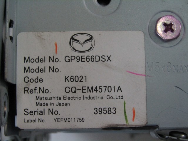 RADIO CD / OJACEVALNIK / IMETNIK HIFI OEM N. GP9E66DSX ORIGINAL REZERVNI DEL MAZDA 6 GG GY (2003-2008) DIESEL LETNIK 2006