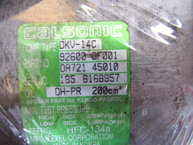 KOMPRESOR KLIME  OEM N. 92600-0F001 ORIGINAL REZERVNI DEL NISSAN TERRANO II R20 R (1999 - 2002) DIESEL LETNIK 2002