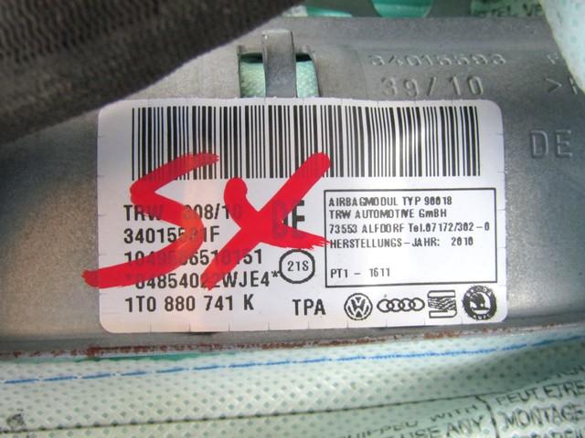 ZRACNA BLAZINA GLAVA LEVA OEM N. 1T0880741K ORIGINAL REZERVNI DEL VOLKSWAGEN TOURAN 1T3 MK1 R2 (2010 - 2015) DIESEL LETNIK 2011