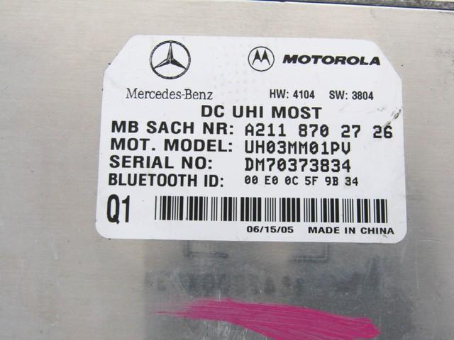 RACUNALNIK TELEFONA  OEM N. A2118702726 ORIGINAL REZERVNI DEL MERCEDES CLASSE E W211 S211 BER/SW (03/2002 - 05/2006) DIESEL LETNIK 2007