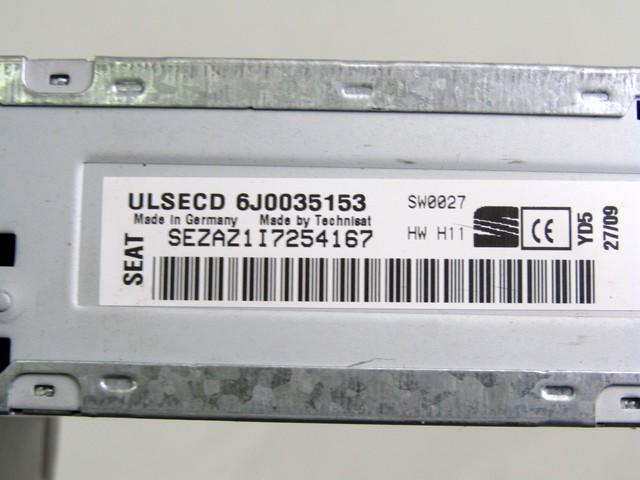 RADIO CD / OJACEVALNIK / IMETNIK HIFI OEM N. 6J0035153 ORIGINAL REZERVNI DEL SEAT IBIZA 6J5 6P1 MK4 BER/SW (2008 - 2012)BENZINA LETNIK 2009