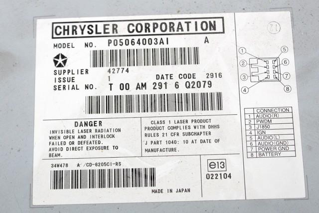 CD POLNILNIK OEM N. 05064003AI ORIGINAL REZERVNI DEL CHRYSLER VOYAGER/GRAN VOYAGER RG RS MK4 (2001 - 2007) DIESEL LETNIK 2007