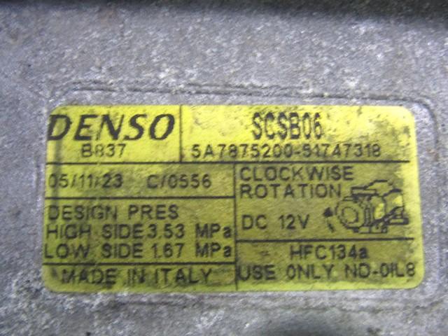 KOMPRESOR KLIME  OEM N. 51747318 ORIGINAL REZERVNI DEL LANCIA Y YPSILON 843 R (2006 - 2011) BENZINA LETNIK 2006