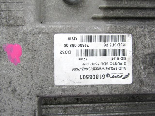 KOMPLET ODKLEPANJE IN VZIG  OEM N. 18899 KIT ACCENSIONE AVVIAMENTO ORIGINAL REZERVNI DEL FIAT GRANDE PUNTO 199 (2005 - 2012) DIESEL LETNIK 2009