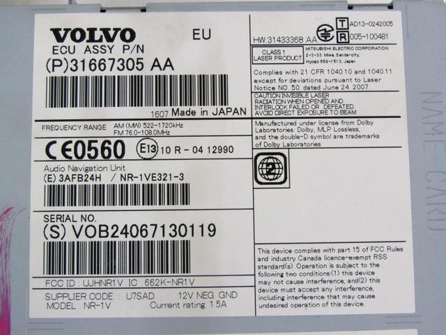 KRMILNA ENOTA NAVIGACIJSKE ENOTE OEM N. 31667305 ORIGINAL REZERVNI DEL VOLVO V40 MK1 525 526 (2012 - 2016)DIESEL LETNIK 2016