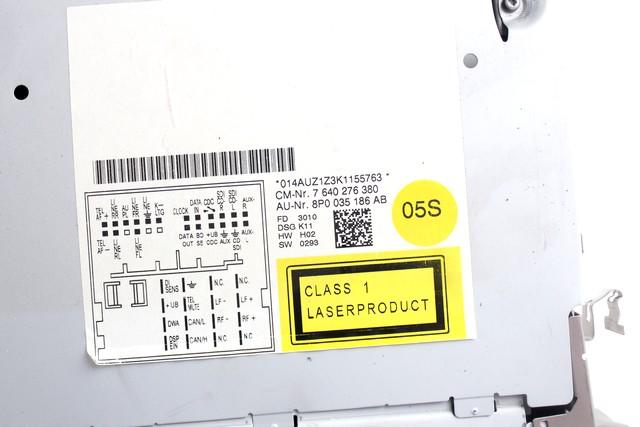 RADIO CD / OJACEVALNIK / IMETNIK HIFI OEM N. 8P0035186AB ORIGINAL REZERVNI DEL AUDI A3 MK2R 8P 8PA 8P1 8P7 (2008 - 2012)DIESEL LETNIK 2010