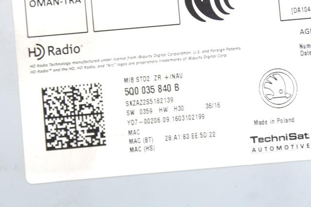 KRMILNA ENOTA RADIJSKE ENOTE OEM N. 5Q0035840B ORIGINAL REZERVNI DEL SKODA FABIA MK3 NJ3 NJ5 (2014 - 2021)BENZINA LETNIK 2016