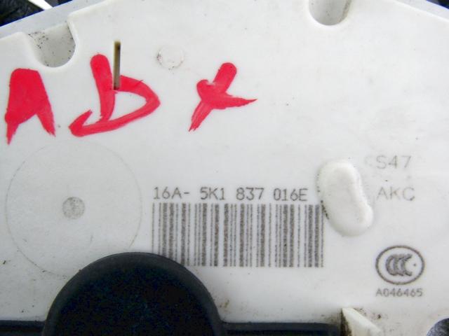 CENTRALNI ZAKLEP SPREDNJIH VRAT  OEM N. 5K1837016E ORIGINAL REZERVNI DEL VOLKSWAGEN GOLF VII 5G1 BQ1 BE1 BE2 BA5 BV5 MK7 (2012 - 2017)DIESEL LETNIK 2013