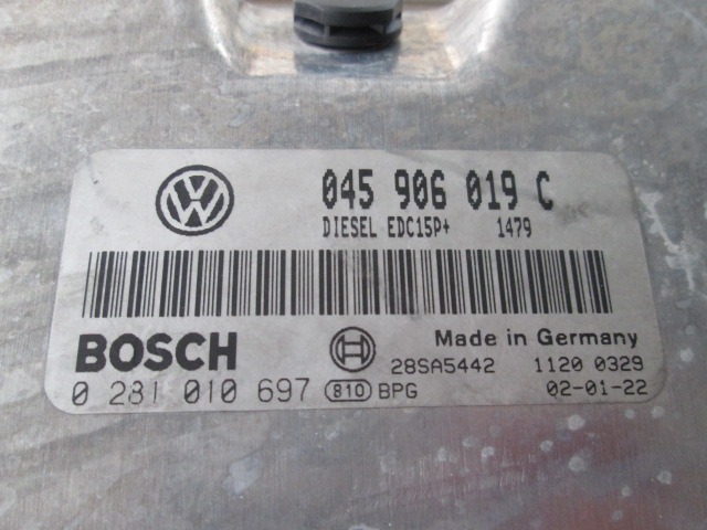 OSNOVNA KRMILNA ENOTA DDE / MODUL ZA VBRIZGAVANJE OEM N. 281010697 ORIGINAL REZERVNI DEL VOLKSWAGEN POLO 9N (10/2001 - 2005) DIESEL LETNIK 2002