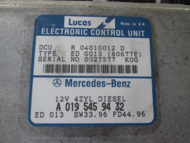 OSNOVNA KRMILNA ENOTA DDE / MODUL ZA VBRIZGAVANJE OEM N. A0195459432  ORIGINAL REZERVNI DEL MERCEDES CLASSE C W202 S202 BER/SW  (1993 - 2000) DIESEL LETNIK 1996