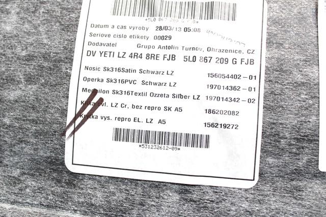 VRATNI PANEL OEM N. PNPSTSKYETI5LSV5P ORIGINAL REZERVNI DEL SKODA YETI 5L (7/2009 - 10/2013)DIESEL LETNIK 2013